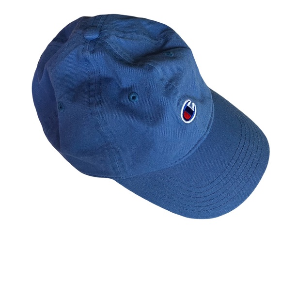 Champion Accessories - Champion Blue Baseball Hat 100% Cotton Adjustable Back Embroidered Logo Cap